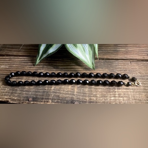 Vintage Mourning Beads Jet Glass Edwardian Mourning Necklace 16" - Picture 5 of 6
